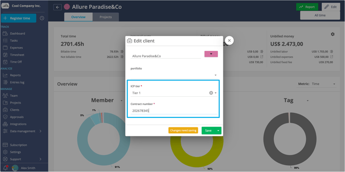 Custom field in client