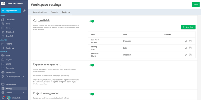 Custom fields on