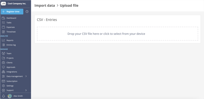 Import data upload