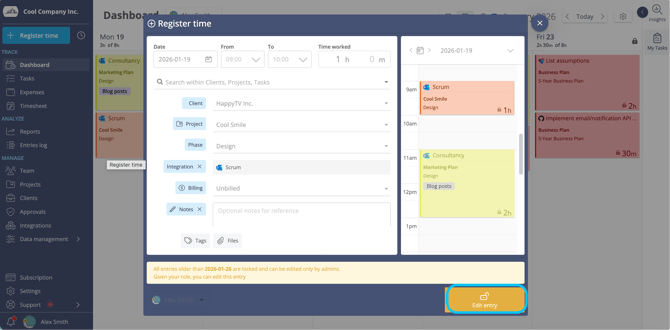 Locked entry warning