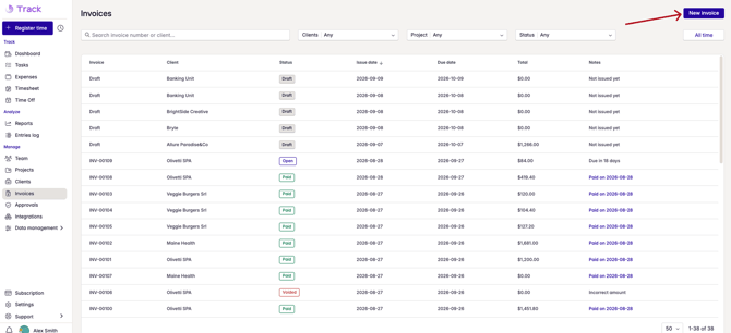 New invoice