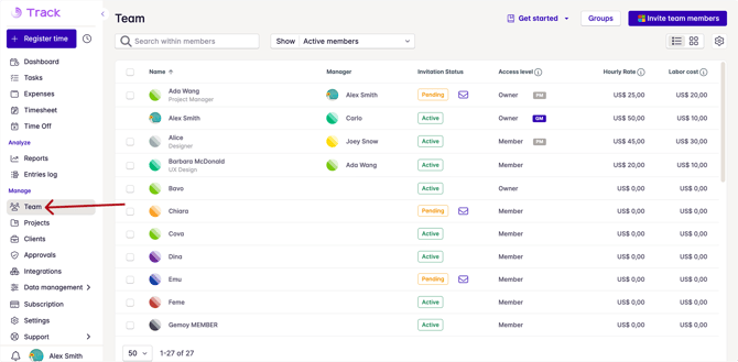 User section