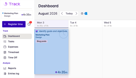 active timer for planner task