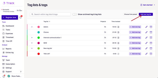 add tag list