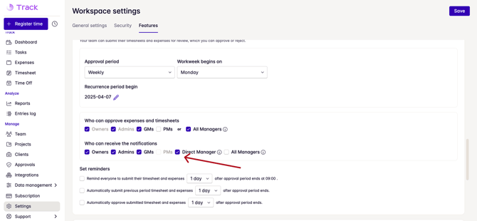 approval drect manager