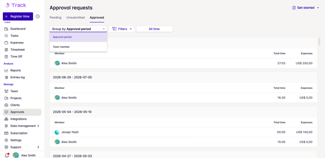 approvals group by