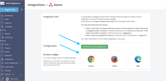 asana integration connect