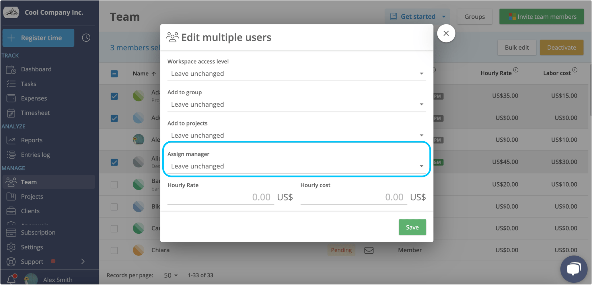 Assigned Manager Message User role: Direct Manager