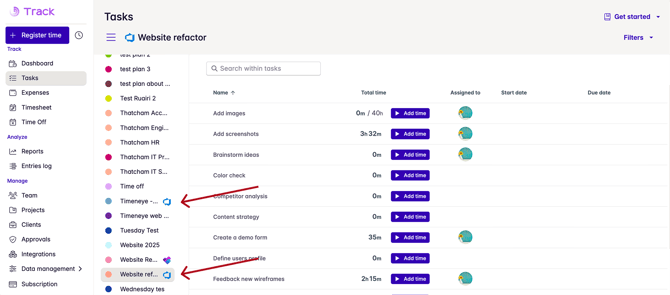 azure devops project in task section