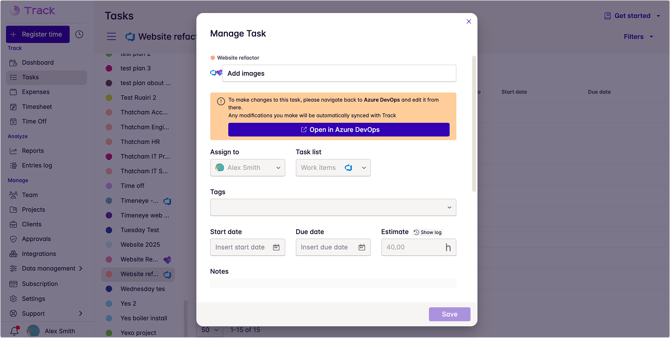 azure task detail
