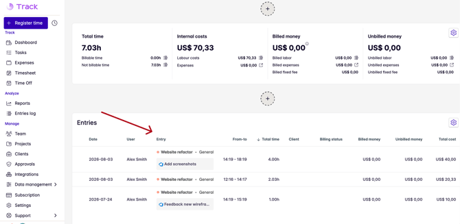 azure tasks in report