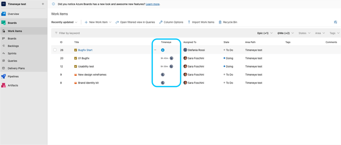 azure widget in task