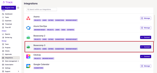 basecamp 3 integration