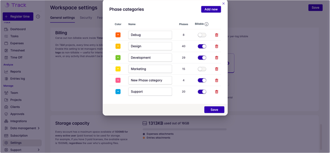 billability phase category