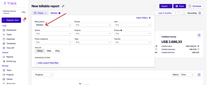 billable filters