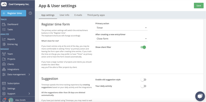 client filter option