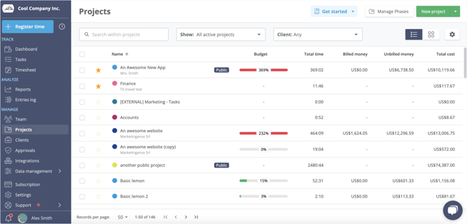 create new project section