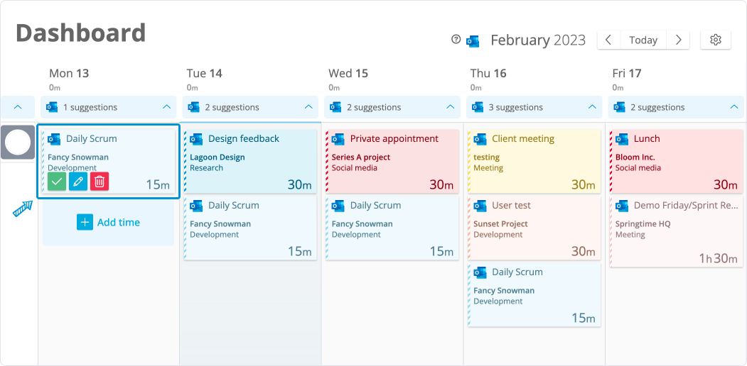 Outlook calendar integration