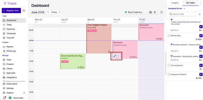edit timeline view