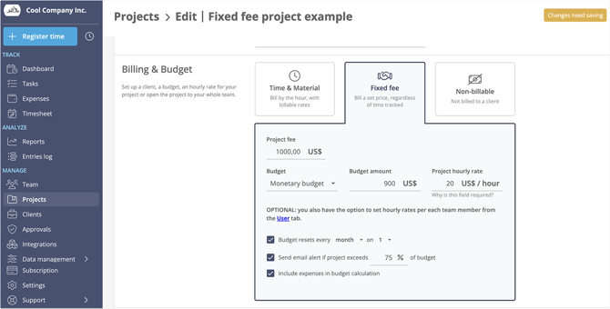 fixed fee settings