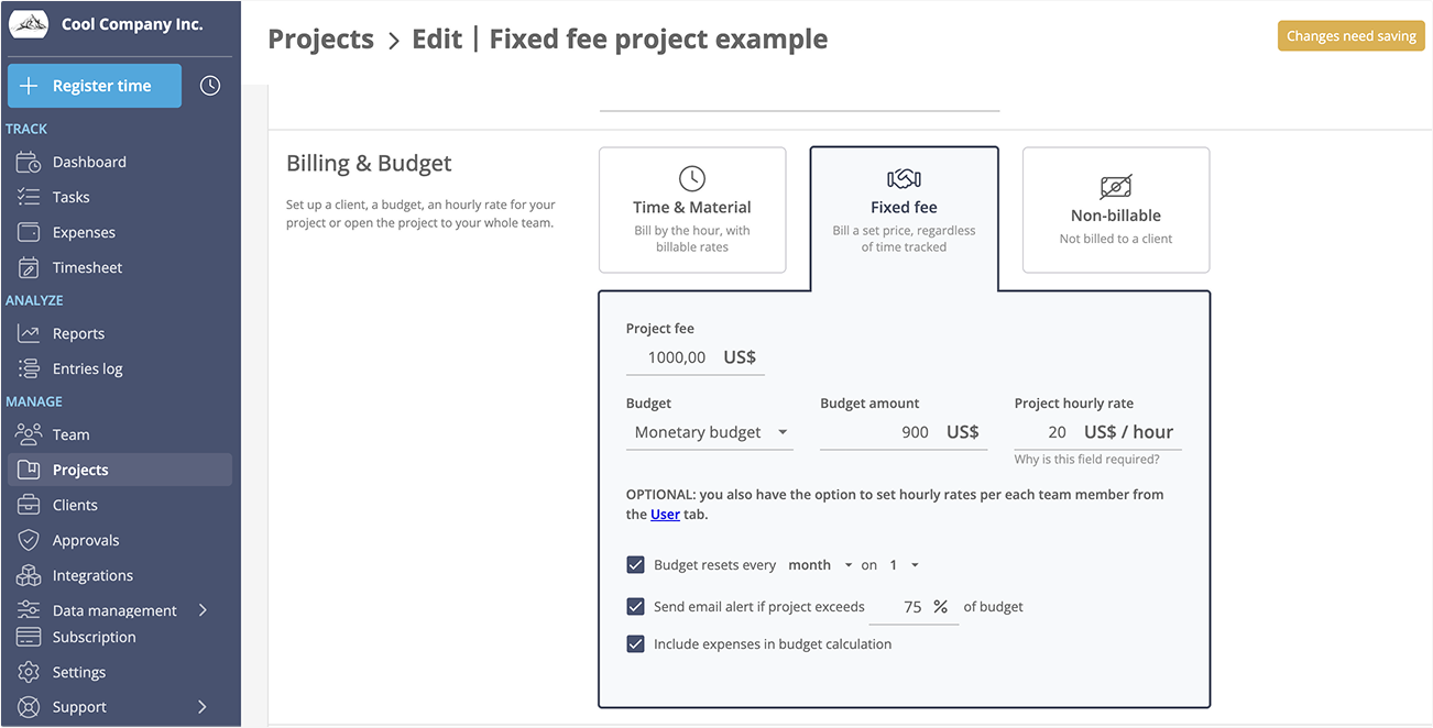 How to bill a Fixed fee project