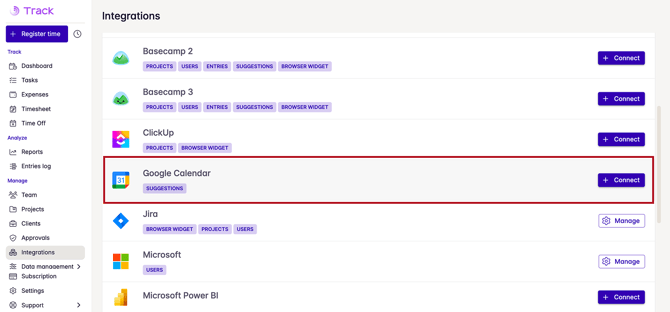 google calendar integration
