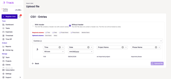 import entries