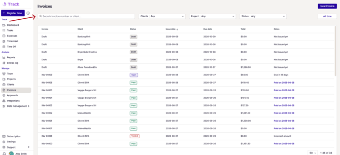 invoice filter