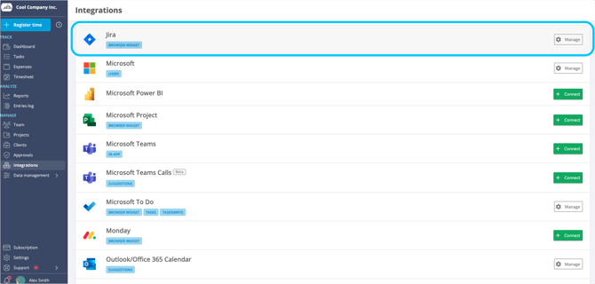 jira integration timeneye