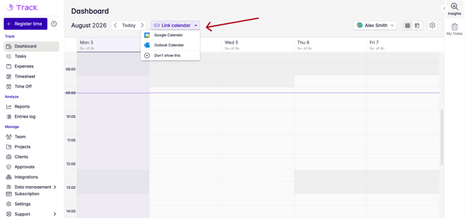 link outlook to dashboard