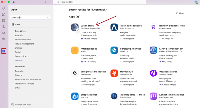 lucen track ms teams app