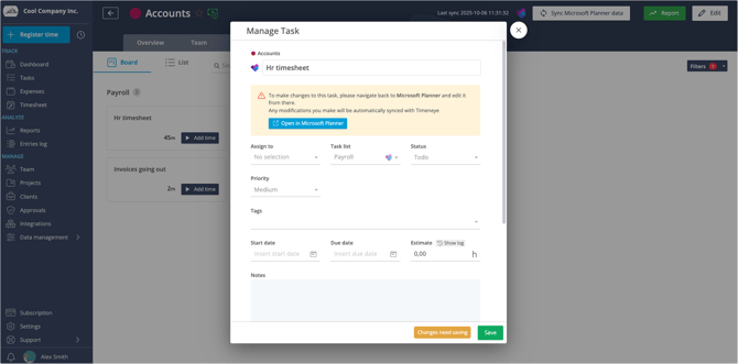 manage planner task