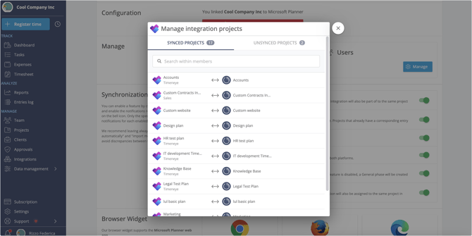 manage projects planner