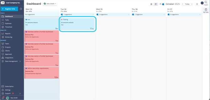 monday entry in timeneye