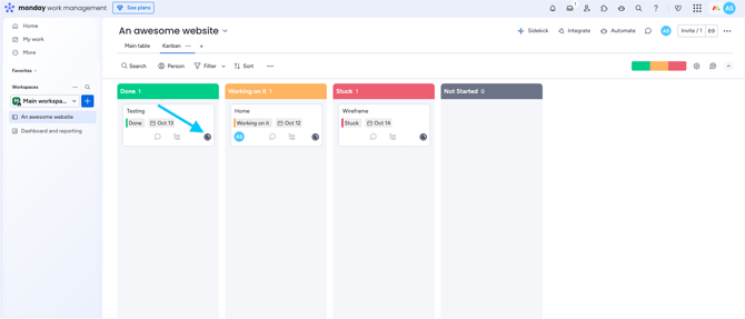 monday widget in board