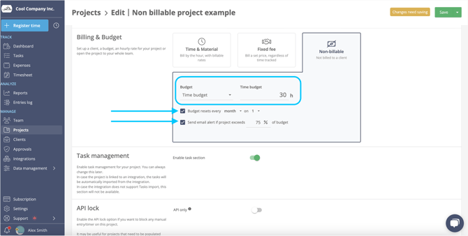 project budget non billable