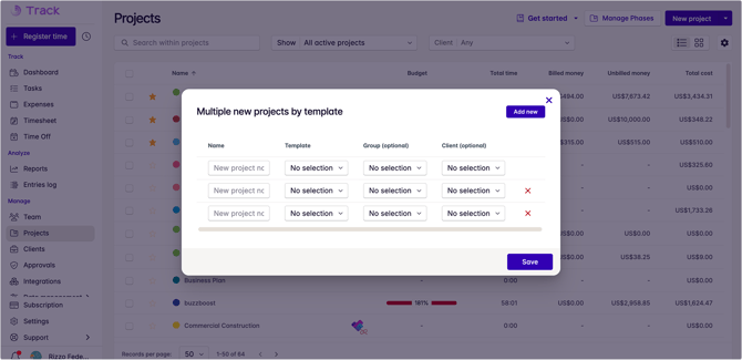 project by template
