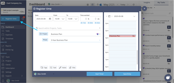 register time select project and phase (1)