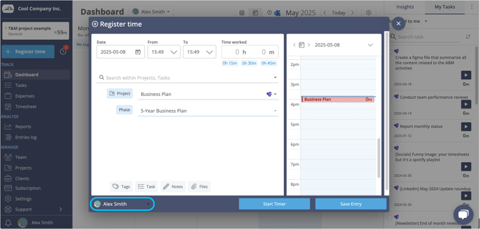 register time select project and phase (2)