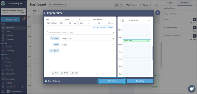 register time timer