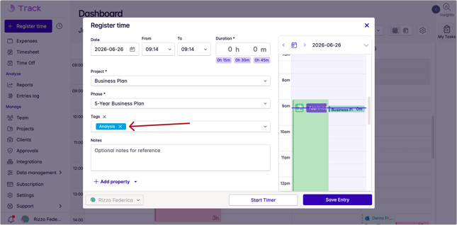 register with tags