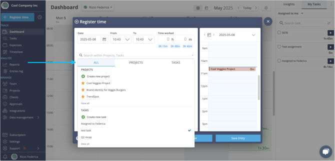 regsitert time search picker