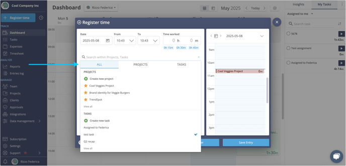 regsitert time search picker