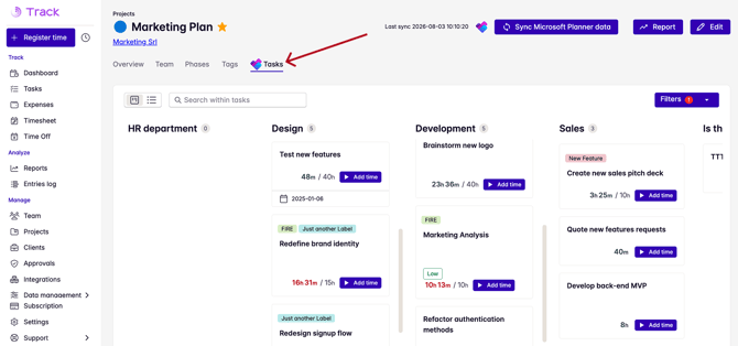 tab for planner tasks