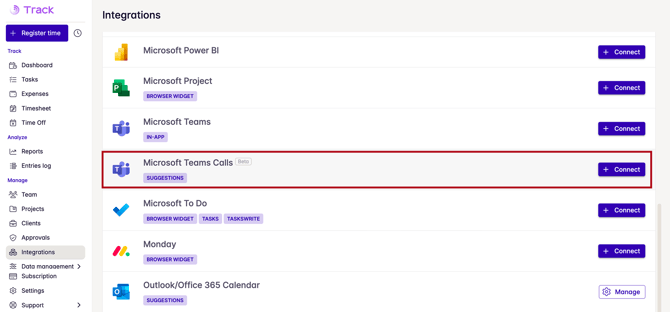 teams calls integration