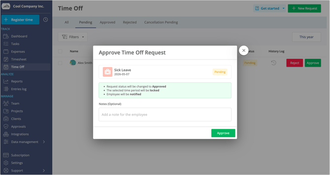 time off approve request