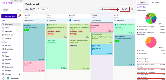 timeline or card