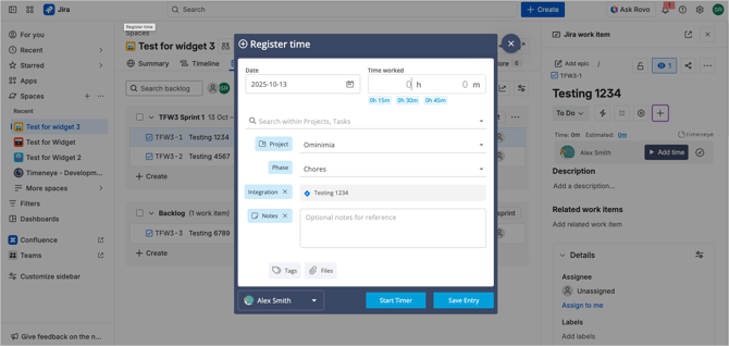 timeneye track jira issue