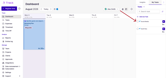 to do tasks in sidebar