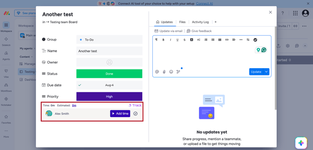 track button in task
